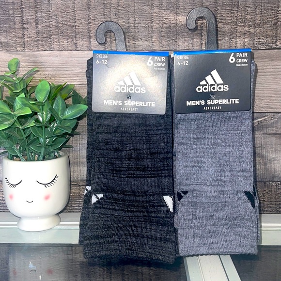 ❤️NEW!❤️ Adidas Men’s SuperLite 6 pair Crew Socks Aeroready.$22 each pack. - Picture 1 of 11
